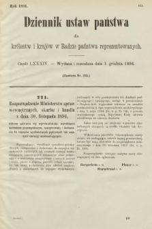 Dziennik Ustaw Państwa dla Królestw i Krajów w Radzie Państwa Reprezentowanych. 1894, cz. 84