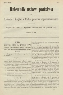 Dziennik Ustaw Państwa dla Królestw i Krajów w Radzie Państwa Reprezentowanych. 1894, cz. 87