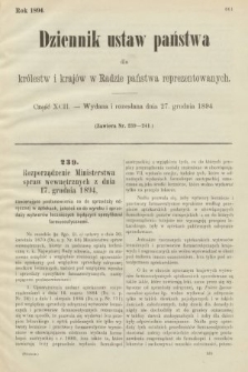 Dziennik Ustaw Państwa dla Królestw i Krajów w Radzie Państwa Reprezentowanych. 1894, cz. 92