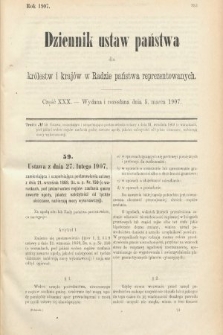 Dziennik Ustaw Państwa dla Królestw i Krajów w Radzie Państwa Reprezentowanych. 1907, cz. 30
