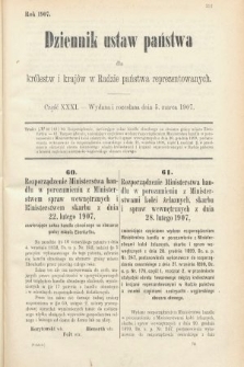 Dziennik Ustaw Państwa dla Królestw i Krajów w Radzie Państwa Reprezentowanych. 1907, cz. 31