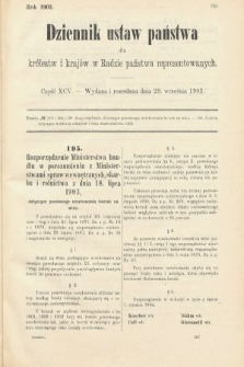 Dziennik Ustaw Państwa dla Królestw i Krajów w Radzie Państwa Reprezentowanych. 1903, cz. 95