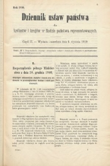 Dziennik Ustaw Państwa dla Królestw i Krajów w Radzie Państwa Reprezentowanych. 1910, cz. 2
