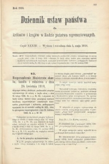 Dziennik Ustaw Państwa dla Królestw i Krajów w Radzie Państwa Reprezentowanych. 1910, cz. 33