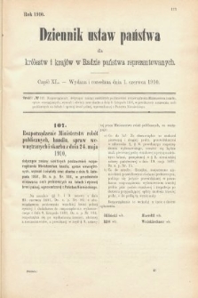 Dziennik Ustaw Państwa dla Królestw i Krajów w Radzie Państwa Reprezentowanych. 1910, cz. 40