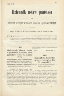 Dziennik Ustaw Państwa dla Królestw i Krajów w Radzie Państwa Reprezentowanych. 1910, cz. 47