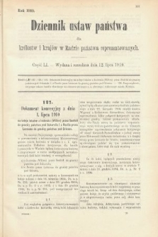 Dziennik Ustaw Państwa dla Królestw i Krajów w Radzie Państwa Reprezentowanych. 1910, cz. 51