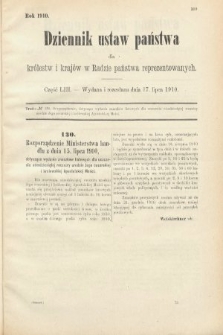Dziennik Ustaw Państwa dla Królestw i Krajów w Radzie Państwa Reprezentowanych. 1910, cz. 53