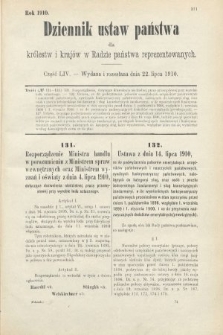 Dziennik Ustaw Państwa dla Królestw i Krajów w Radzie Państwa Reprezentowanych. 1910, cz. 54