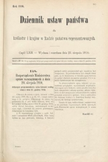 Dziennik Ustaw Państwa dla Królestw i Krajów w Radzie Państwa Reprezentowanych. 1910, cz. 62