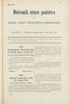 Dziennik Ustaw Państwa dla Królestw i Krajów w Radzie Państwa Reprezentowanych. 1910, cz. 67