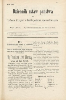 Dziennik Ustaw Państwa dla Królestw i Krajów w Radzie Państwa Reprezentowanych. 1910, cz. 68
