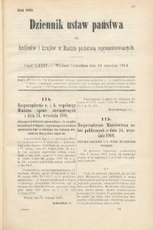 Dziennik Ustaw Państwa dla Królestw i Krajów w Radzie Państwa Reprezentowanych. 1910, cz. 74