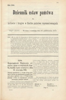 Dziennik Ustaw Państwa dla Królestw i Krajów w Radzie Państwa Reprezentowanych. 1910, cz. 76