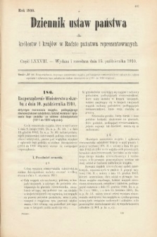 Dziennik Ustaw Państwa dla Królestw i Krajów w Radzie Państwa Reprezentowanych. 1910, cz. 78