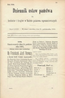Dziennik Ustaw Państwa dla Królestw i Krajów w Radzie Państwa Reprezentowanych. 1910, cz. 80