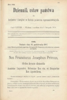 Dziennik Ustaw Państwa dla Królestw i Krajów w Radzie Państwa Reprezentowanych. 1910, cz. 82