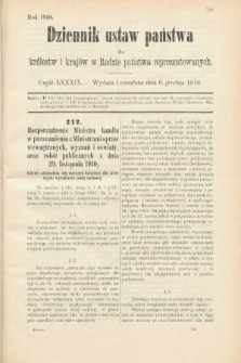 Dziennik Ustaw Państwa dla Królestw i Krajów w Radzie Państwa Reprezentowanych. 1910, cz. 89