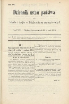 Dziennik Ustaw Państwa dla Królestw i Krajów w Radzie Państwa Reprezentowanych. 1910, cz. 91