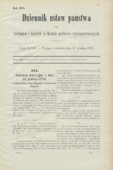 Dziennik Ustaw Państwa dla Królestw i Krajów w Radzie Państwa Reprezentowanych. 1910, cz. 97