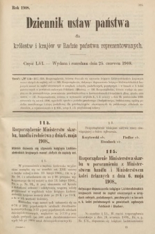 Dziennik Ustaw Państwa dla Królestw i Krajów w Radzie Państwa Reprezentowanych. 1908, cz. 56