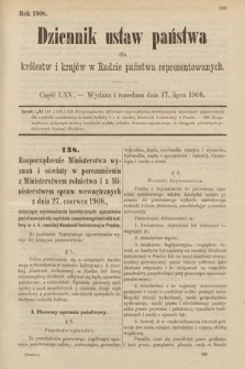 Dziennik Ustaw Państwa dla Królestw i Krajów w Radzie Państwa Reprezentowanych. 1908, cz. 65