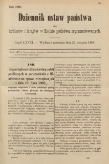 Dziennik Ustaw Państwa dla Królestw i Krajów w Radzie Państwa Reprezentowanych. 1908, cz. 81