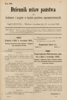 Dziennik Ustaw Państwa dla Królestw i Krajów w Radzie Państwa Reprezentowanych. 1908, cz. 88