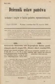 Dziennik Ustaw Państwa dla Królestw i Krajów w Radzie Państwa Reprezentowanych. 1908, cz. 89