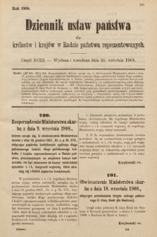 Dziennik Ustaw Państwa dla Królestw i Krajów w Radzie Państwa Reprezentowanych. 1908, cz. 93
