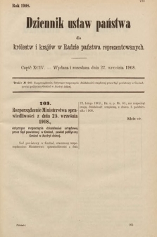 Dziennik Ustaw Państwa dla Królestw i Krajów w Radzie Państwa Reprezentowanych. 1908, cz. 94