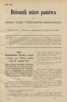 Dziennik Ustaw Państwa dla Królestw i Krajów w Radzie Państwa Reprezentowanych. 1908, cz. 97