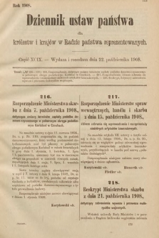 Dziennik Ustaw Państwa dla Królestw i Krajów w Radzie Państwa Reprezentowanych. 1908, cz. 99