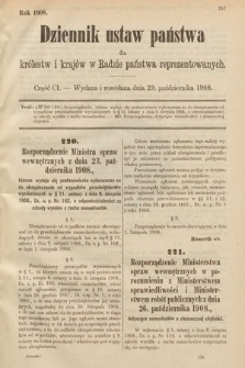 Dziennik Ustaw Państwa dla Królestw i Krajów w Radzie Państwa Reprezentowanych. 1908, cz. 101