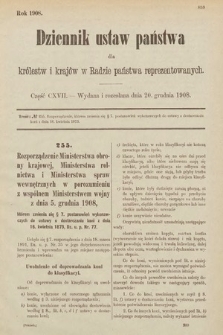 Dziennik Ustaw Państwa dla Królestw i Krajów w Radzie Państwa Reprezentowanych. 1908, cz. 117