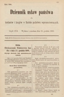 Dziennik Ustaw Państwa dla Królestw i Krajów w Radzie Państwa Reprezentowanych. 1908, cz. 120