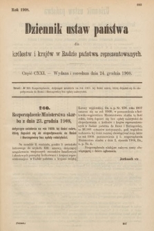 Dziennik Ustaw Państwa dla Królestw i Krajów w Radzie Państwa Reprezentowanych. 1908, cz. 121