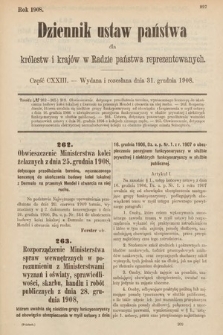 Dziennik Ustaw Państwa dla Królestw i Krajów w Radzie Państwa Reprezentowanych. 1908, cz. 123