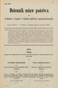 Dziennik Ustaw Państwa dla Królestw i Krajów w Radzie Państwa Reprezentowanych. 1908, cz. 124