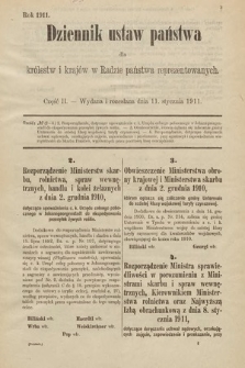 Dziennik Ustaw Państwa dla Królestw i Krajów w Radzie Państwa Reprezentowanych. 1911, cz. 2