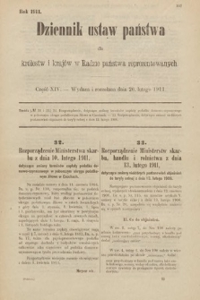 Dziennik Ustaw Państwa dla Królestw i Krajów w Radzie Państwa Reprezentowanych. 1911, cz. 14