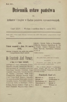 Dziennik Ustaw Państwa dla Królestw i Krajów w Radzie Państwa Reprezentowanych. 1911, cz. 24