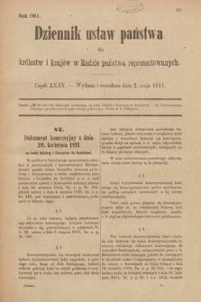 Dziennik Ustaw Państwa dla Królestw i Krajów w Radzie Państwa Reprezentowanych. 1911, cz. 35