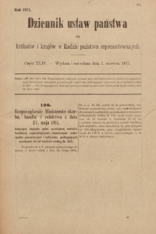 Dziennik Ustaw Państwa dla Królestw i Krajów w Radzie Państwa Reprezentowanych. 1911, cz. 44