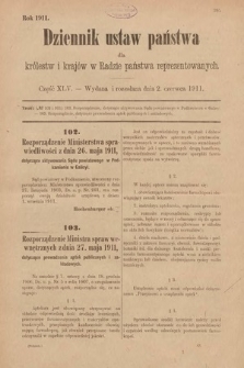 Dziennik Ustaw Państwa dla Królestw i Krajów w Radzie Państwa Reprezentowanych. 1911, cz. 45
