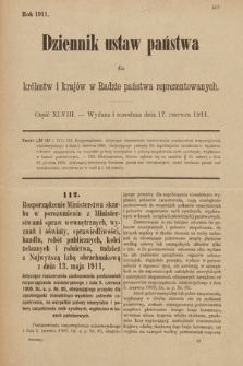 Dziennik Ustaw Państwa dla Królestw i Krajów w Radzie Państwa Reprezentowanych. 1911, cz. 48