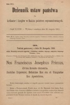 Dziennik Ustaw Państwa dla Królestw i Krajów w Radzie Państwa Reprezentowanych. 1911, cz. 73