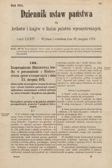 Dziennik Ustaw Państwa dla Królestw i Krajów w Radzie Państwa Reprezentowanych. 1911, cz. 74