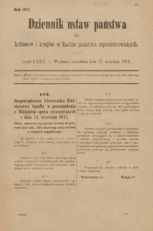 Dziennik Ustaw Państwa dla Królestw i Krajów w Radzie Państwa Reprezentowanych. 1911, cz. 80