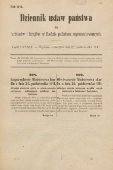 Dziennik Ustaw Państwa dla Królestw i Krajów w Radzie Państwa Reprezentowanych. 1911, cz. 89